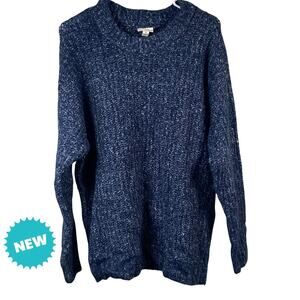 A New Approach ANA Sweater Women's Medium Wool Blend Blue Marble Knit Crewneck